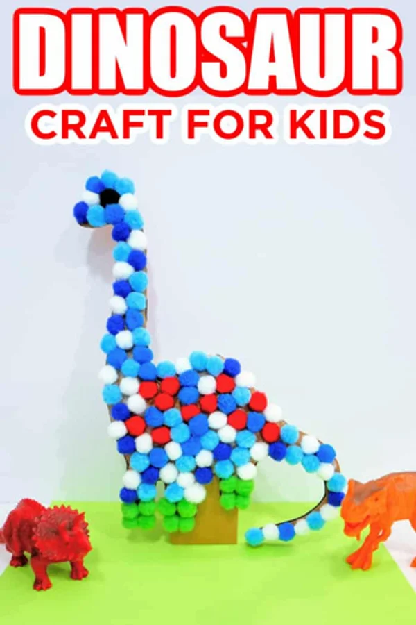 Pompom dinosaur craft
