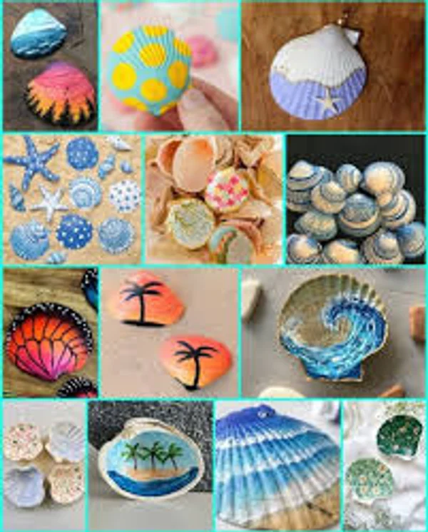 Painted seashell collage